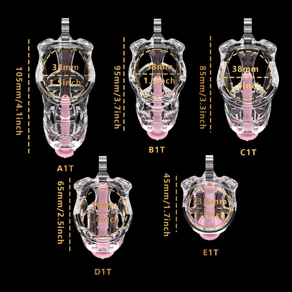 3D Printed Male Chastity Cage with Lock & 5 Rings – Resin Virginity Device with Strap for Men