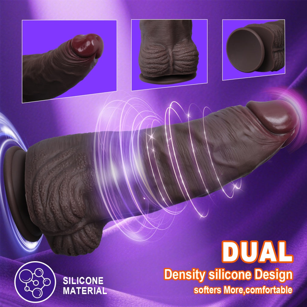 10.72-Inch Big Black Dildo – Dual-Density Silicone, 2.4" Girth, Suction Cup | Domlust