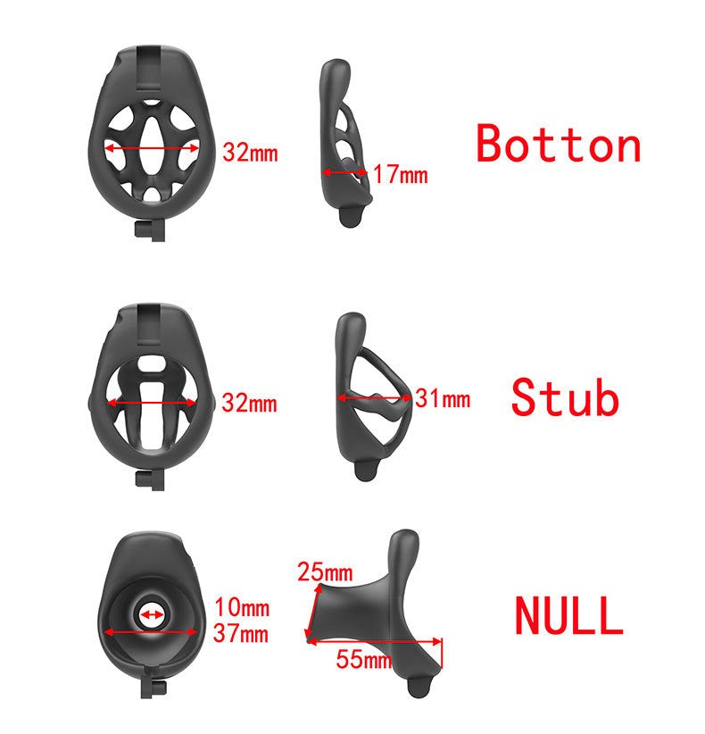 Plastic Male Chastity Cage with Key – Adjustable ABS Design, 3 Internal Styles, 4 Ring Sizes (42–55mm), Pink / Black / Clear