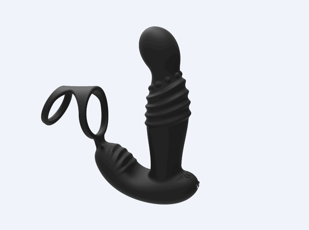 Remote Control Thrusting Prostate Massager with Dual Cock Rings – Hands-Free P-Spot Stimulator | Domlust