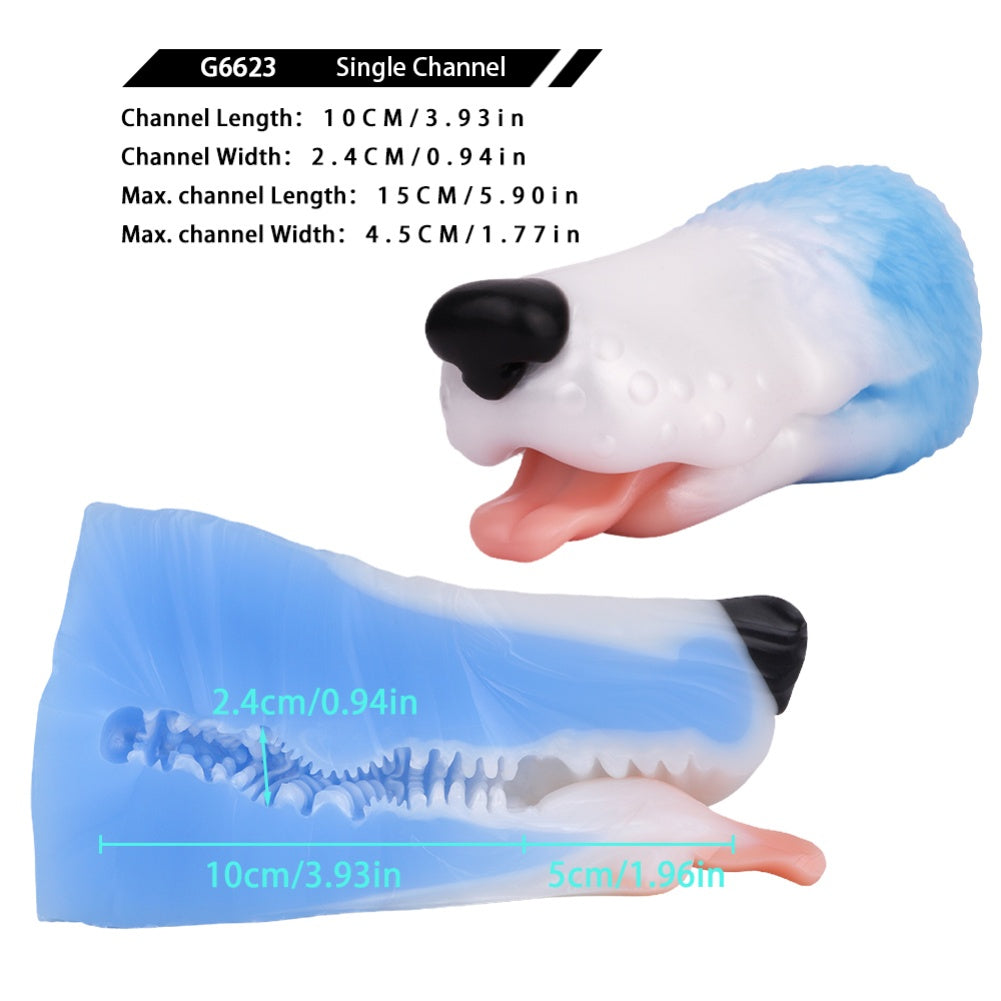 Cute Dog-Mouth Blowjob Pocket Pussy – Fantasy Oral Sex Masturbator in Platinum Silicone