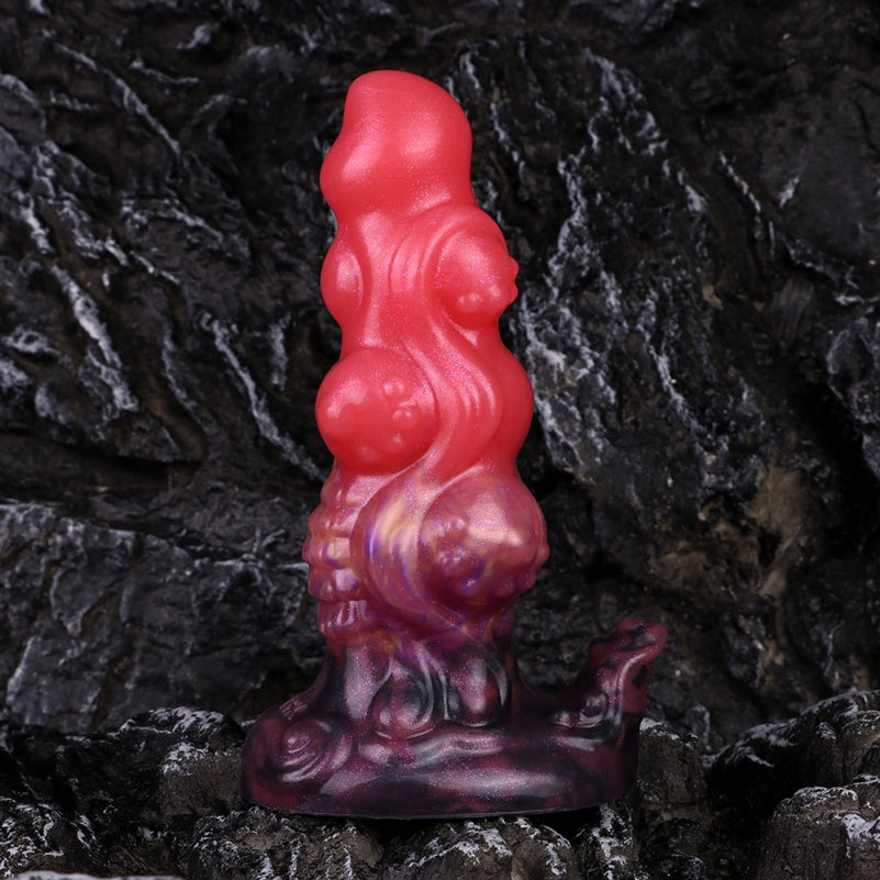 Alien Beaded Dragon Dildo Butt Plug | Platinum Silicone Anal Beads Fetish Toy for Edging & Anal Training – Domlust