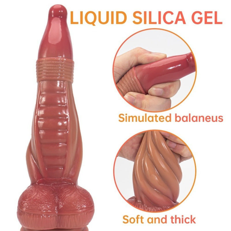Fantasy Drake's Dick Dildo & Butt Plug — Red-Purple Dragon Scale Liquid Silicone Anal Toy for All Genders