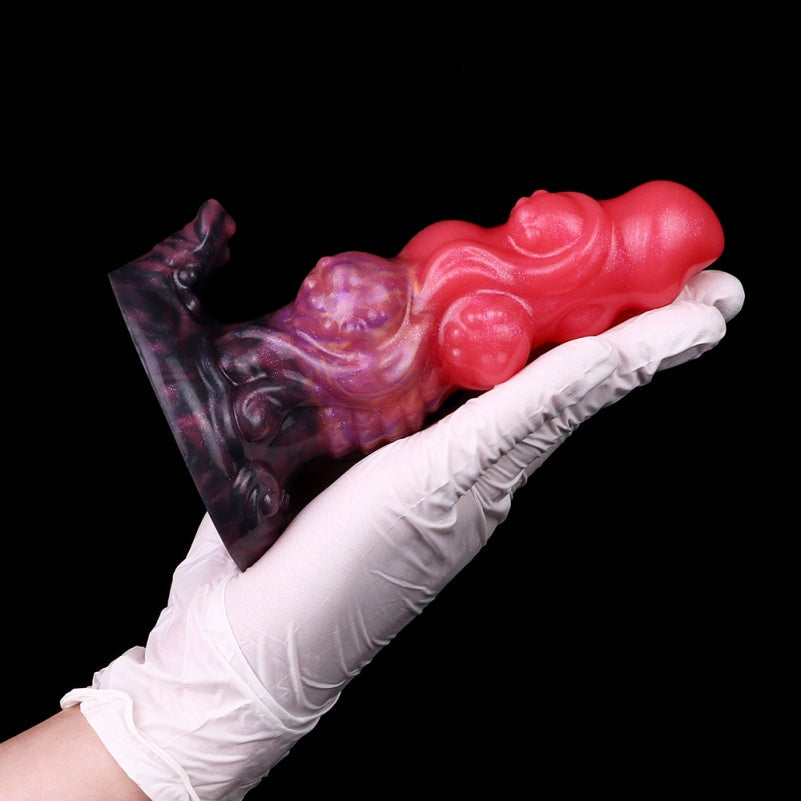 Alien Beaded Dragon Dildo Butt Plug | Platinum Silicone Anal Beads Fetish Toy for Edging & Anal Training – Domlust