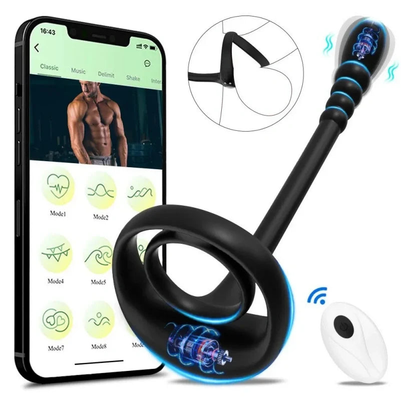 Wireless-Control Silicone Cock Ring for Ejaculation Control – G-Spot Stimulating Vibrator for Couples