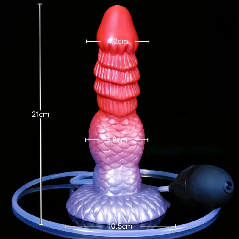 Squirting Dragon Dildo – Blood-Red Spiral Scales | Fake Cum | Platinum Silicone Beast Sex Toy