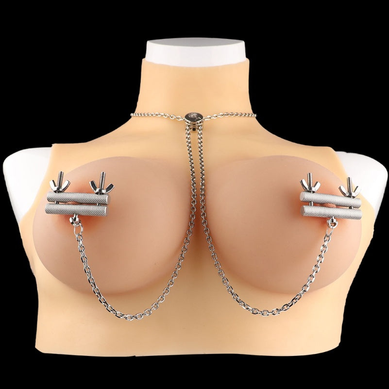 Rose Nipple Clamps Restraint Set – Stainless Steel BDSM Art Necklace