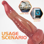 Fantasy Drake's Dick Dildo & Butt Plug — Red-Purple Dragon Scale Liquid Silicone Anal Toy for All Genders