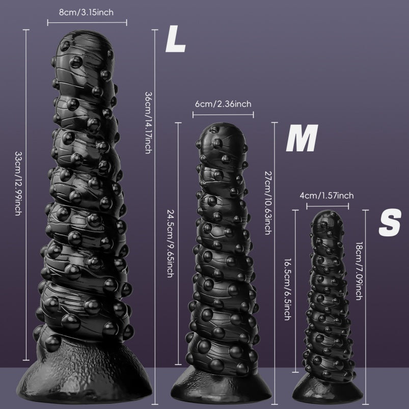 Black Spiral BDSM Anal Plug – Knotted Silicone | S / M / L Size Journey | Drake’s Dick