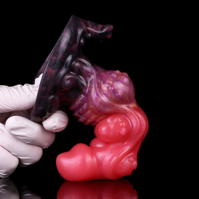 Alien Beaded Dragon Dildo Butt Plug | Platinum Silicone Anal Beads Fetish Toy for Edging & Anal Training – Domlust