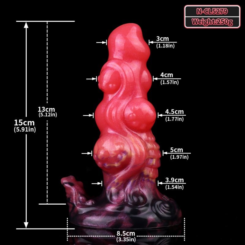 Alien Beaded Dragon Dildo Butt Plug | Platinum Silicone Anal Beads Fetish Toy for Edging & Anal Training – Domlust