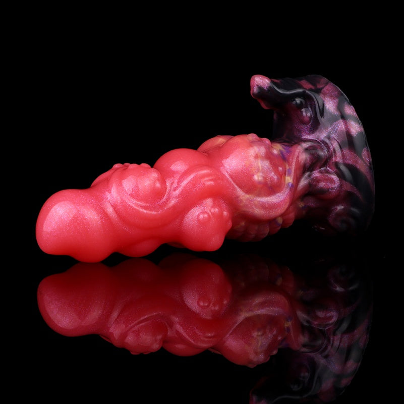 Alien Beaded Dragon Dildo Butt Plug | Platinum Silicone Anal Beads Fetish Toy for Edging & Anal Training – Domlust