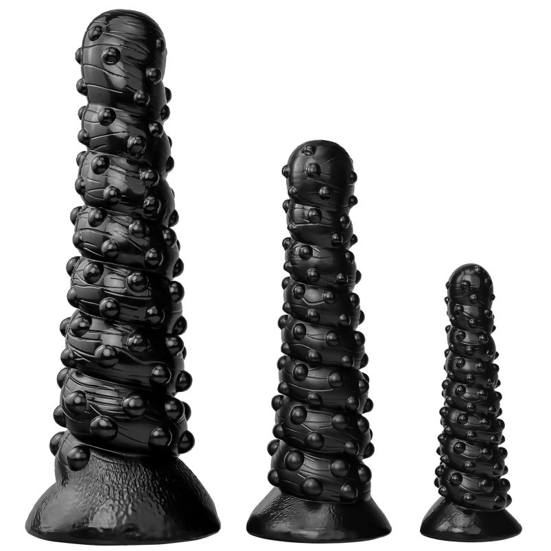 Black Spiral BDSM Anal Plug – Knotted Silicone | S / M / L Size Journey | Drake’s Dick