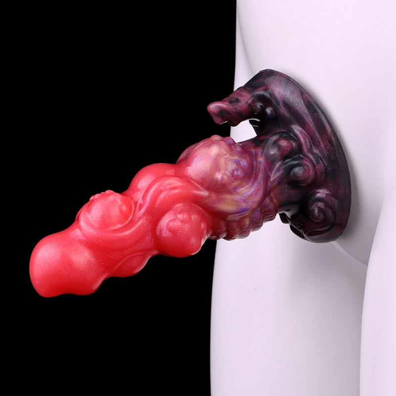 Alien Beaded Dragon Dildo Butt Plug | Platinum Silicone Anal Beads Fetish Toy for Edging & Anal Training – Domlust