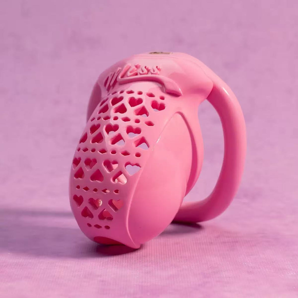 MISS Series Heart-Shaped Resin Chastity Cage – Lightweight, Breathable & Secure (Includes 4 Ring Sizes)