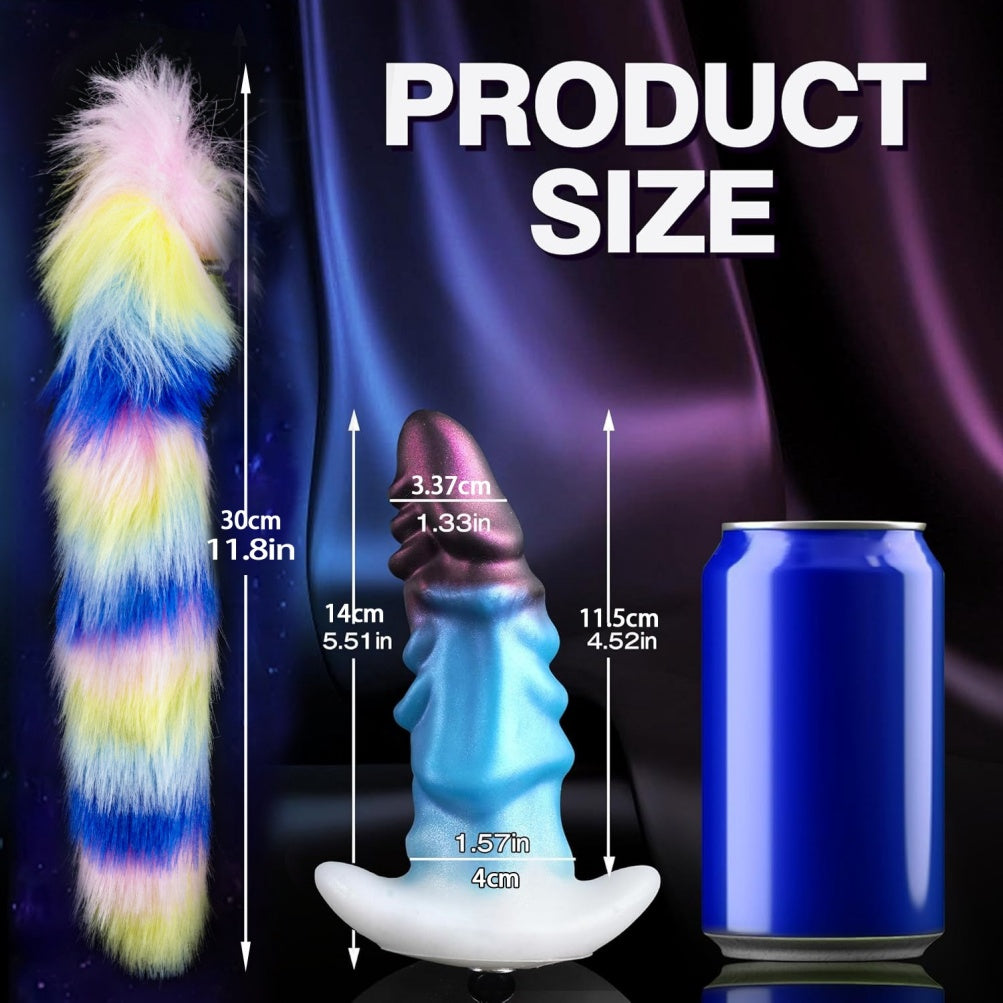 Wearable Fantasy Dragon Silicone Butt Plug with Detachable Tail-Anal Dildo for Roleplay & Orgasmic Massage