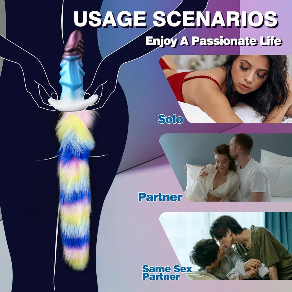 Wearable Fantasy Dragon Silicone Butt Plug with Detachable Tail-Anal Dildo for Roleplay & Orgasmic Massage