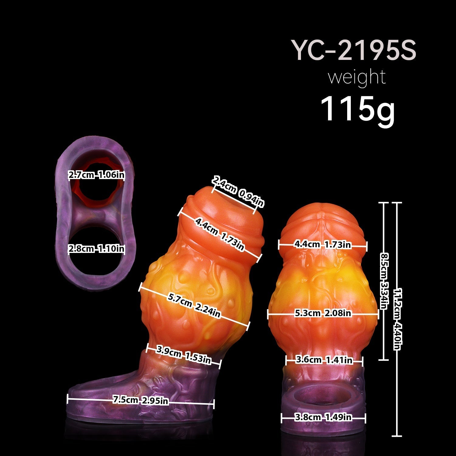 Fantasy Flame Silicone Penis Sleeve with Textured Bulb & Suction Base - Tarisss Sex Toy Store