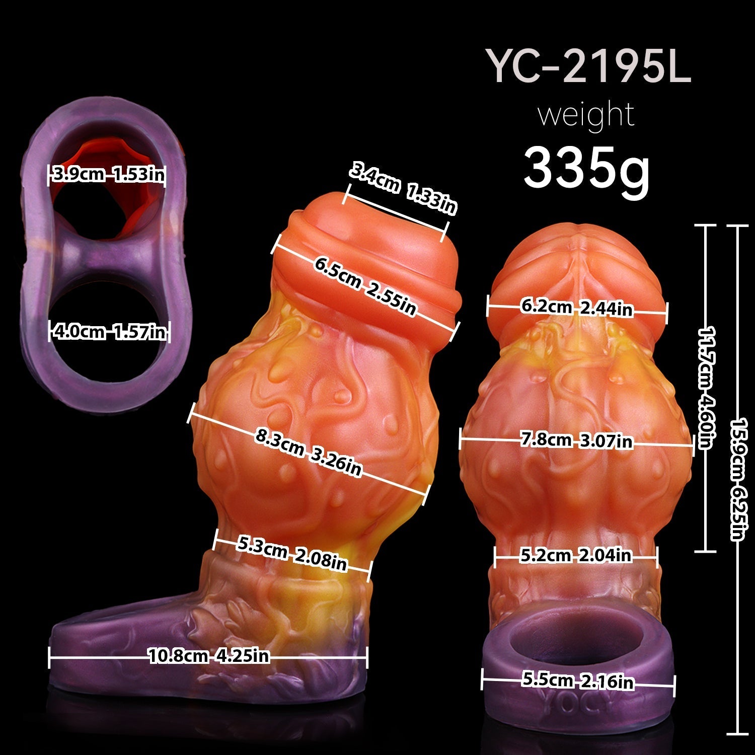 Fantasy Flame Silicone Penis Sleeve with Textured Bulb & Suction Base - Tarisss Sex Toy Store