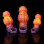 Fantasy Flame Silicone Penis Sleeve with Textured Bulb & Suction Base - Tarisss Sex Toy Store