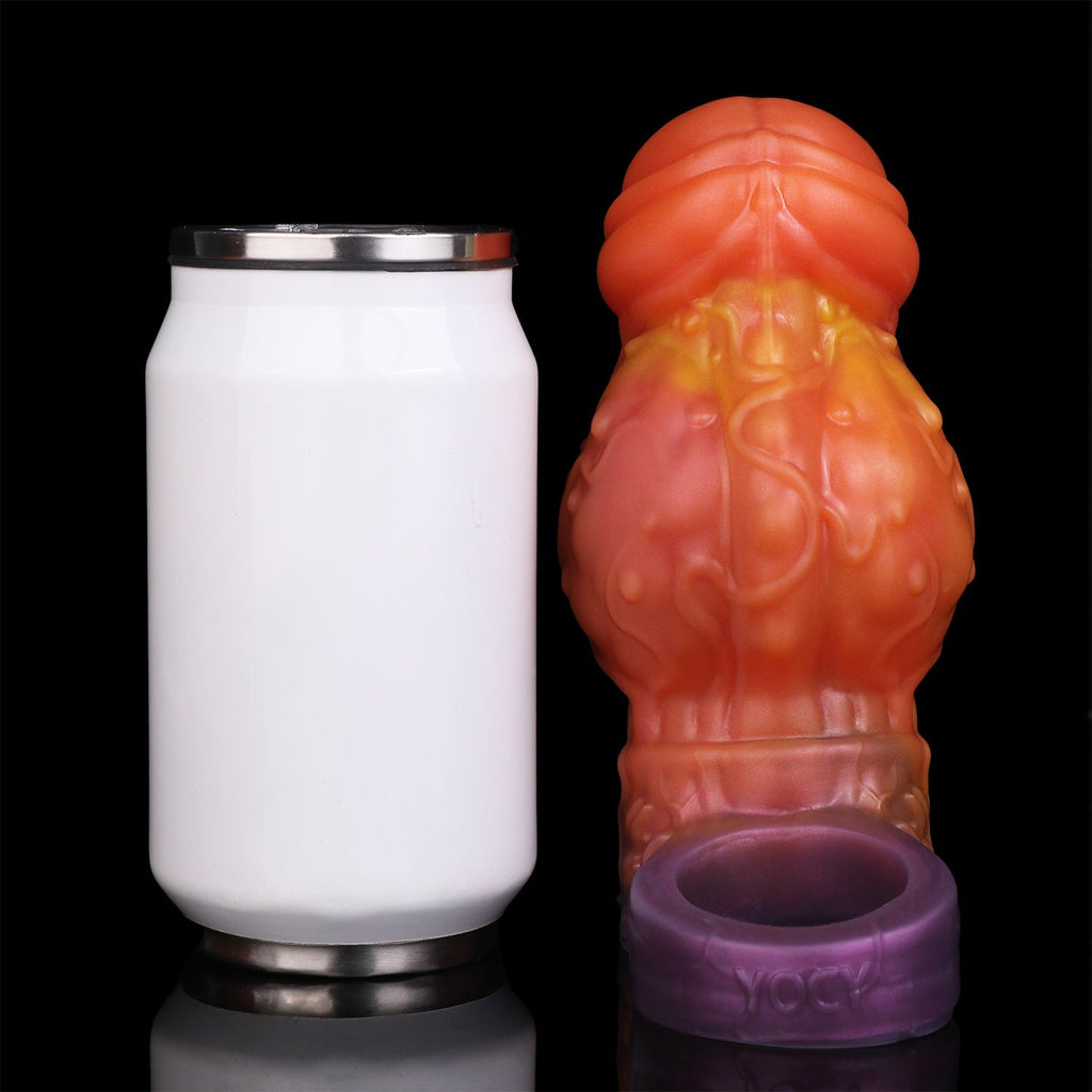 Fantasy Flame Silicone Penis Sleeve with Textured Bulb & Suction Base - Tarisss Sex Toy Store