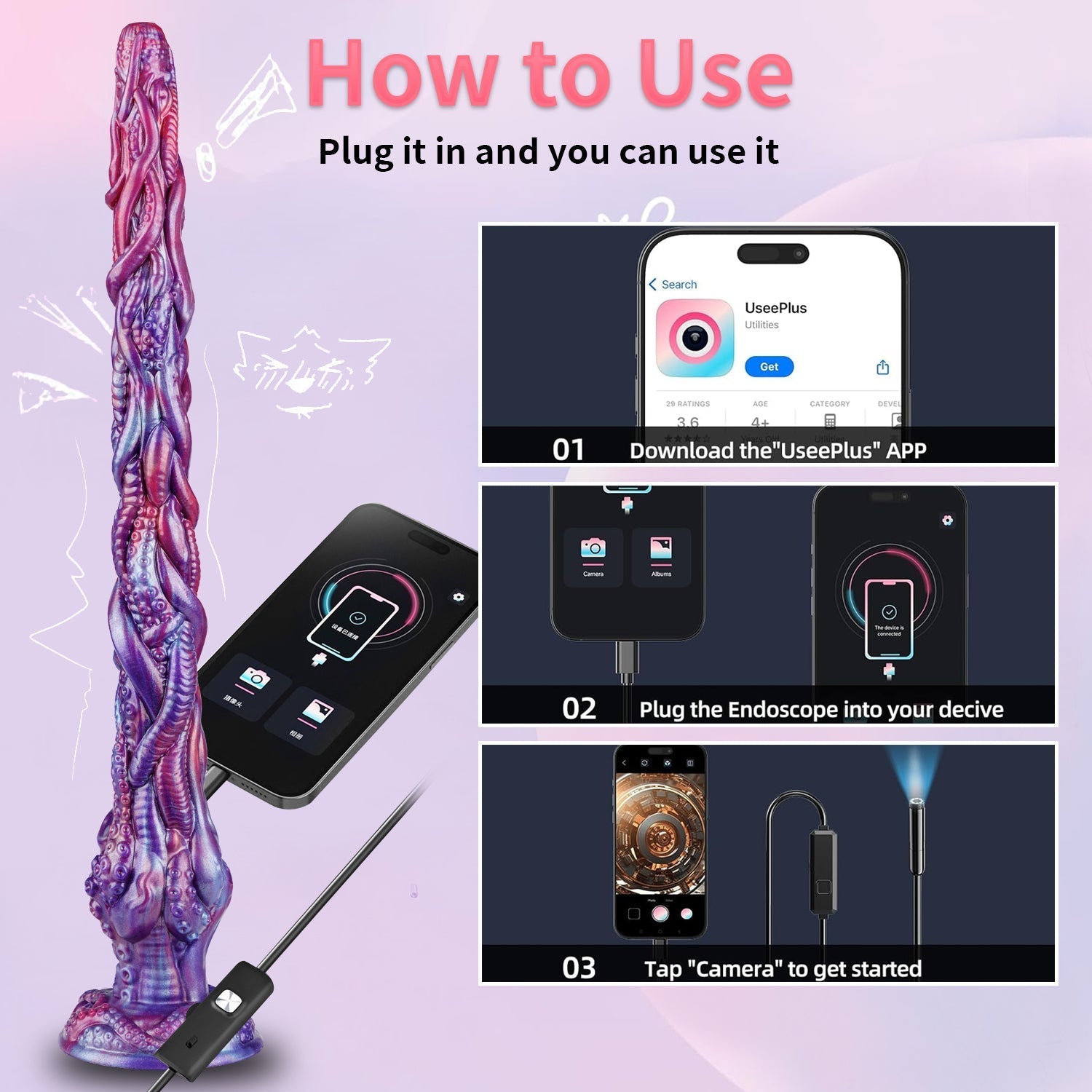 Fantasy Tentacle Endoscopy Dildo - Tarisss Sex Toy Store