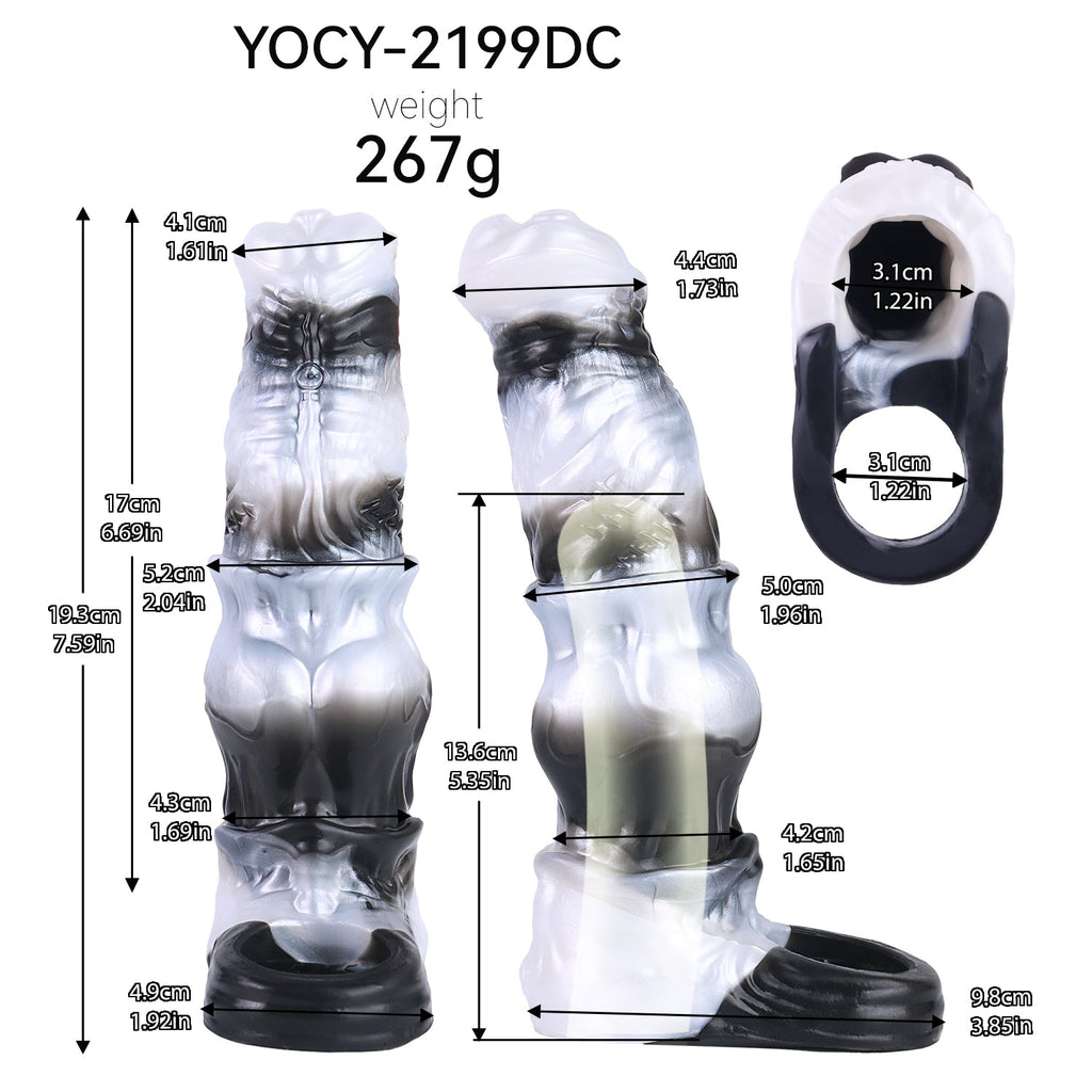 Vibrating Fantasy Cock Sleeve with Cockring – Platinum Silicone Penis Extender for Couples