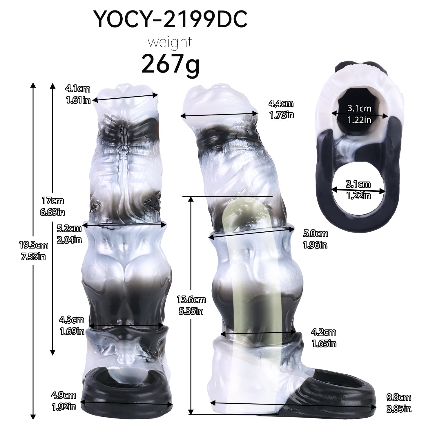 Vibrating Fantasy Cock Sleeve with Cockring – Platinum Silicone Penis Extender for Couples