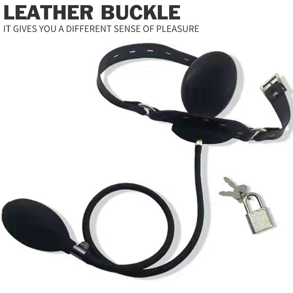 Ball Gag Oral Sex Toys - Inflatable Butt Plug Leather Buckle Female Male Fantasy Dildo Mask