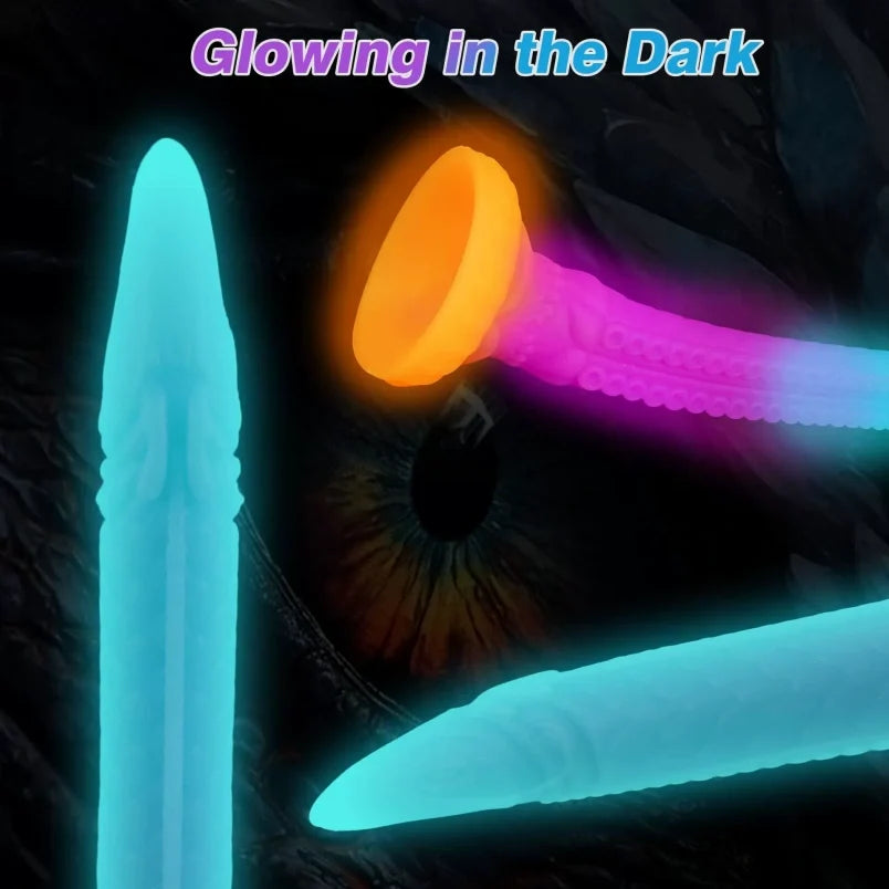 Glow-in-the-Dark Tentacle Dildo | Long Silicone Anal Whip & Butt Plug by Domlust