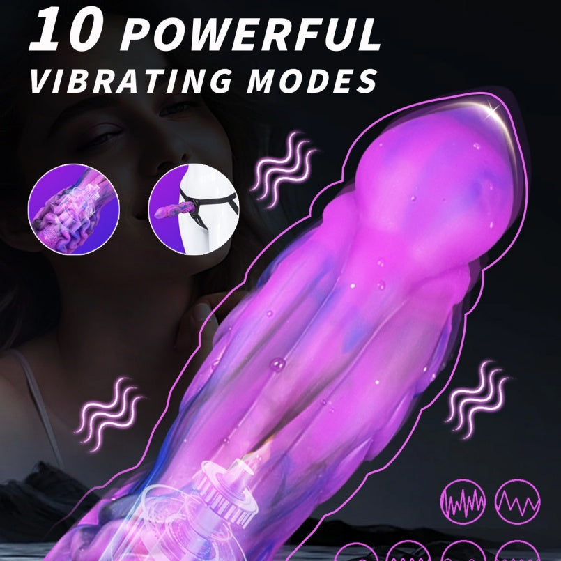 Domlust DrakeWave – Purple Dragon Vibrating Dildo | 10 Vibration + 7 Thrust Modes | Wireless Remote Platinum Silicone