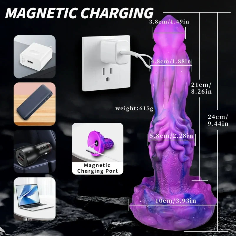 Domlust DrakeWave – Purple Dragon Vibrating Dildo | 10 Vibration + 7 Thrust Modes | Wireless Remote Platinum Silicone