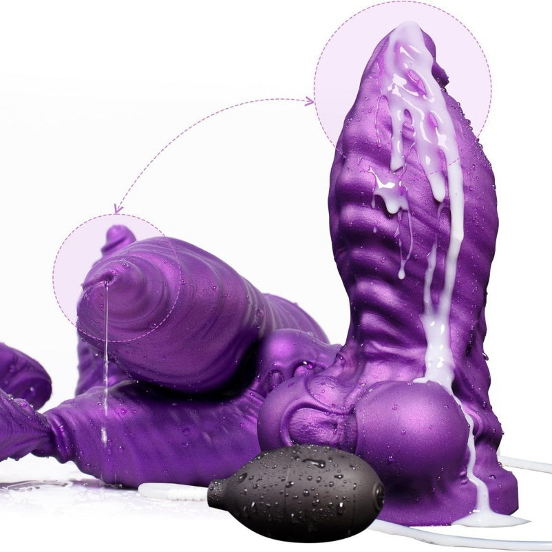 Purple Dragon Squirting Dildo | Segmented Silicone Huge Butt Plug Beast Sex Toy XS–XL – Domlust