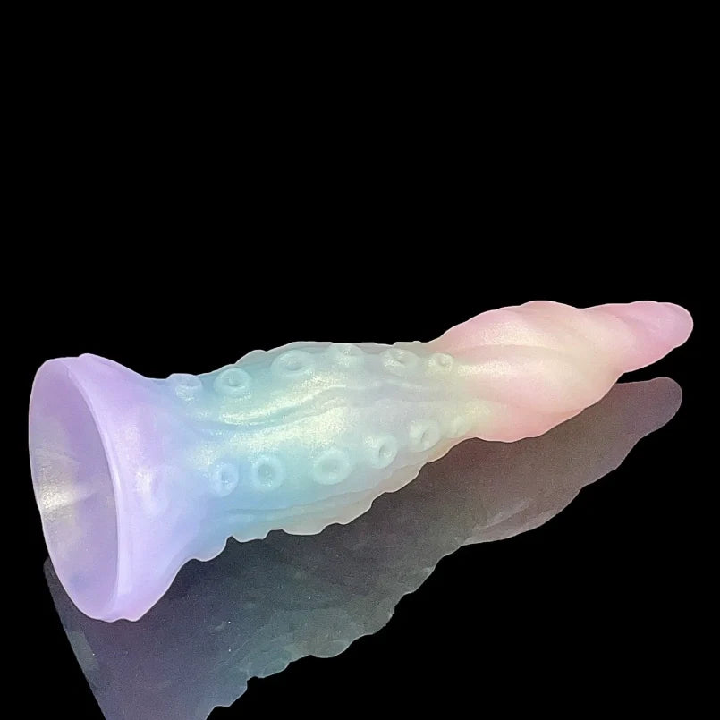Domlust Clear Jelly Tentacle Dildo – Platinum Silicone Suction Cup Fantasy Dragon Anal G-Spot Fetish Sex Toy