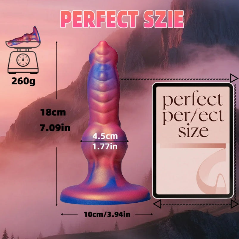 Dog Dildo – Aurora Borealis Platinum Silicone | Knotted Fantasy 7 Inch | Anal & Vaginal | Domlust