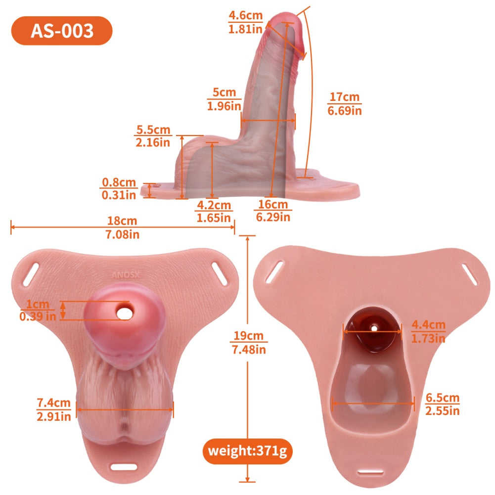 Realistic Hollow Dildo Male Strap On - Stand-to-Pee Penis Sleeve Harness Sex Toys for Men