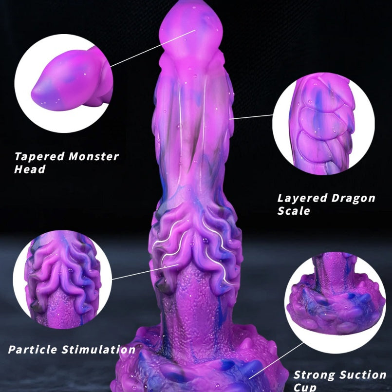 Domlust DrakeWave – Purple Dragon Vibrating Dildo | 10 Vibration + 7 Thrust Modes | Wireless Remote Platinum Silicone