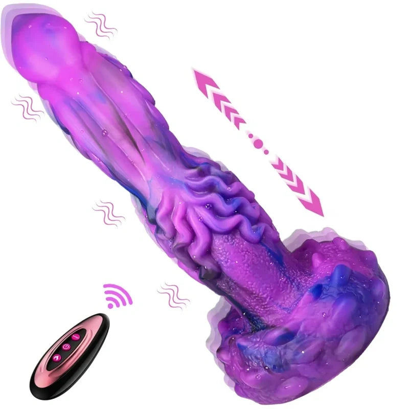 Domlust DrakeWave – Purple Dragon Vibrating Dildo | 10 Vibration + 7 Thrust Modes | Wireless Remote Platinum Silicone