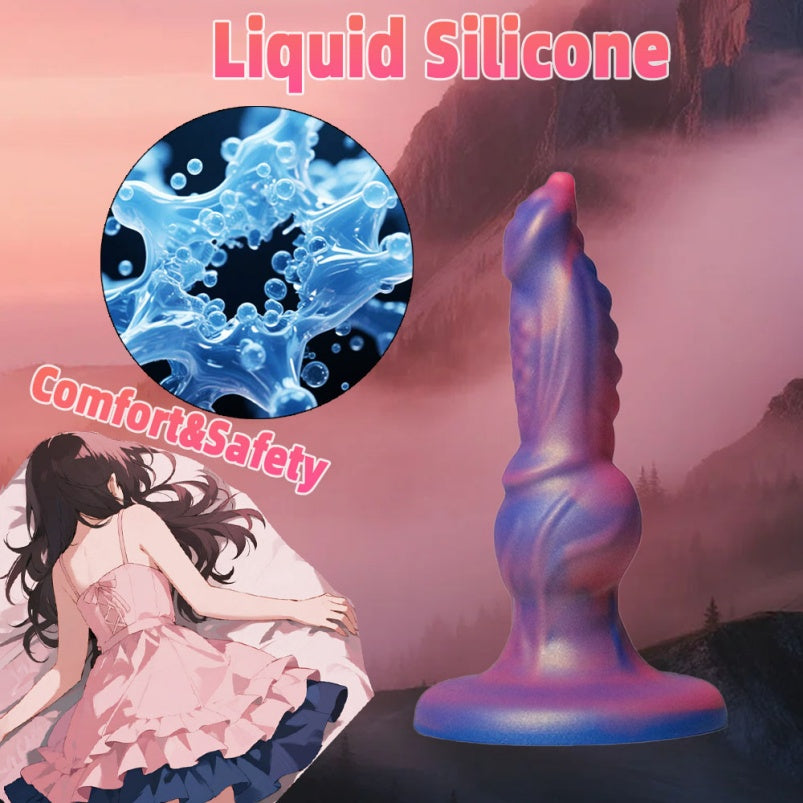 Dog Dildo – Aurora Borealis Platinum Silicone | Knotted Fantasy 7 Inch | Anal & Vaginal | Domlust