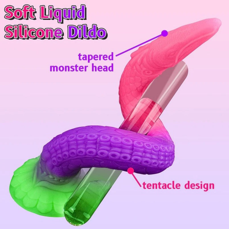 Glow-in-the-Dark Tentacle Dildo | Long Silicone Anal Whip & Butt Plug by Domlust