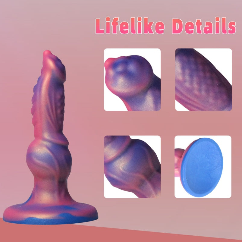 Dog Dildo – Aurora Borealis Platinum Silicone | Knotted Fantasy 7 Inch | Anal & Vaginal | Domlust