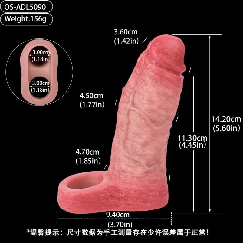 6.37 Inch Realistic Cock Sleeve – With Silicone Testicle Locking Ring for Ejaculation Control