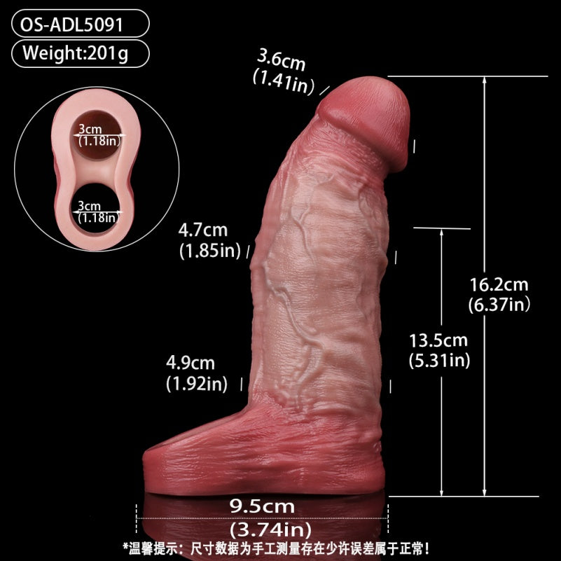 6.37 Inch Realistic Cock Sleeve – With Silicone Testicle Locking Ring for Ejaculation Control