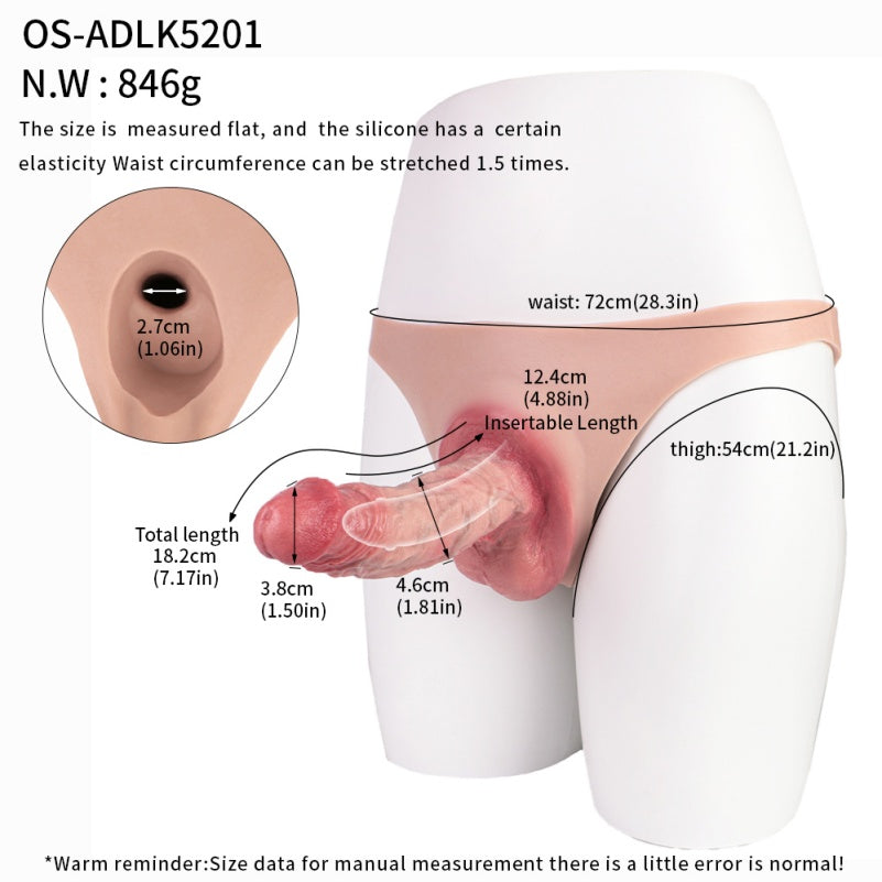 Wearable Cocksleeve Extender Pants – 7 inch Penis Sleeve Silicone Sheath Underwear for Men