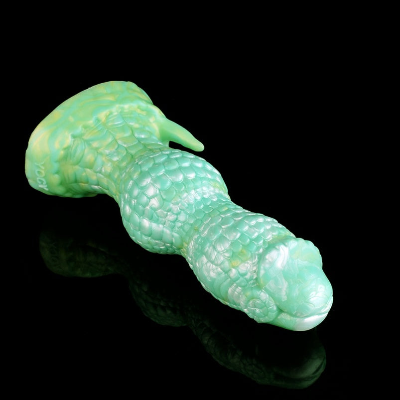 Green Dragon Scale Fantasy Dildo — Strap-On & Suction Cup Silicone Beast Sex Toy for Vaginal & Anal Play