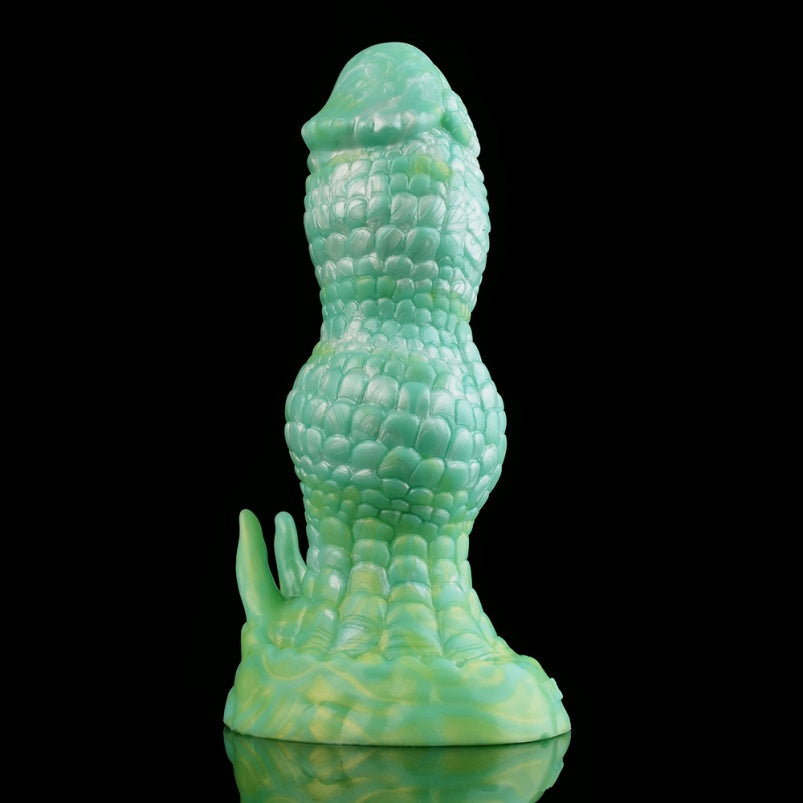Green Dragon Scale Fantasy Dildo — Strap-On & Suction Cup Silicone Beast Sex Toy for Vaginal & Anal Play