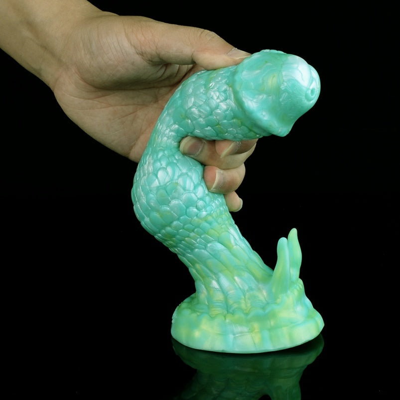 Green Dragon Scale Fantasy Dildo — Strap-On & Suction Cup Silicone Beast Sex Toy for Vaginal & Anal Play