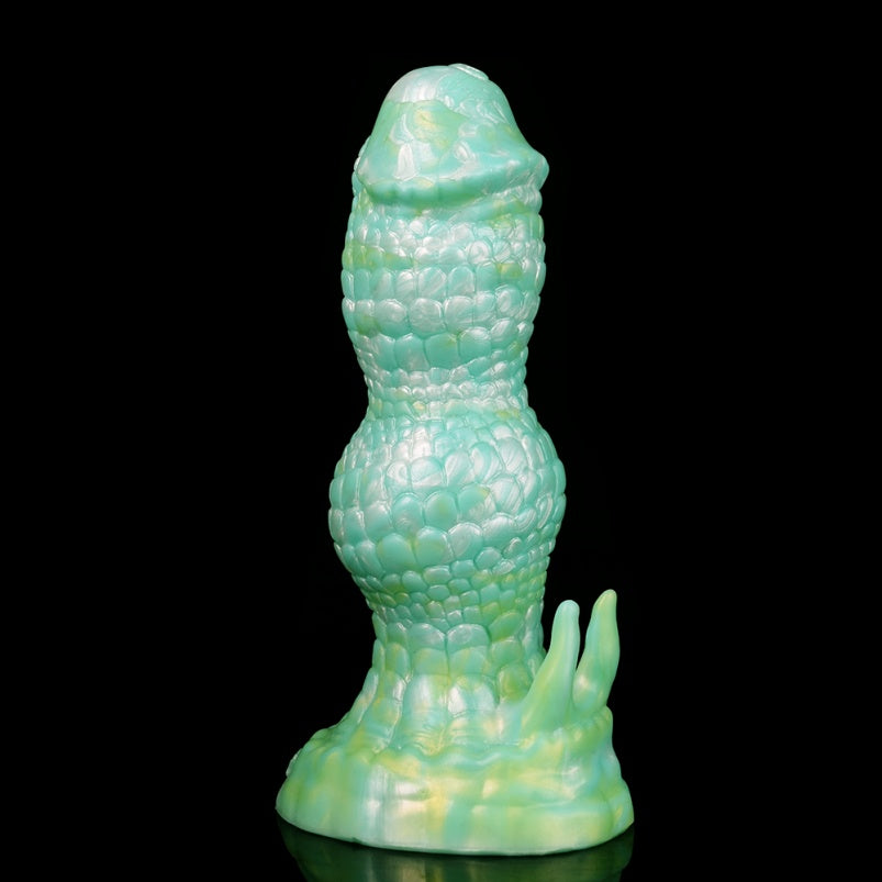 Green Dragon Scale Fantasy Dildo — Strap-On & Suction Cup Silicone Beast Sex Toy for Vaginal & Anal Play