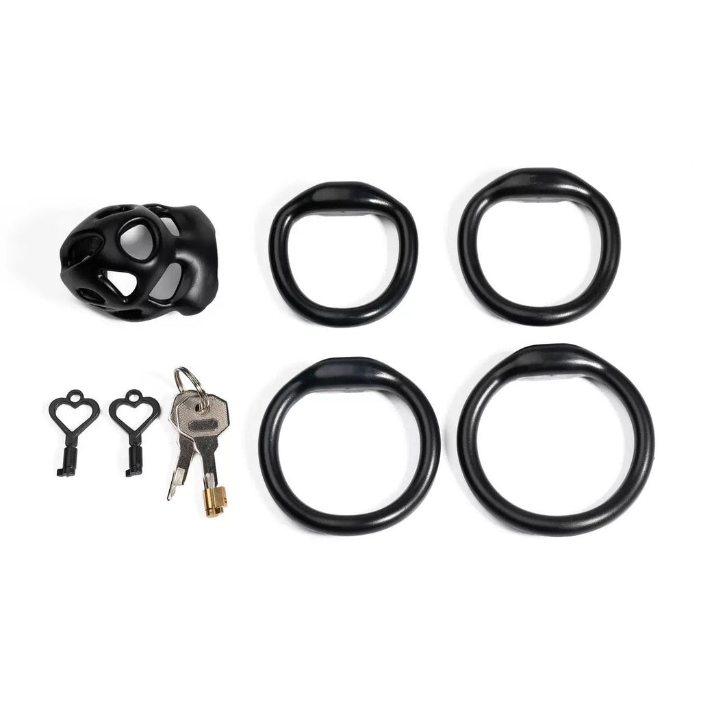 Men’s Openwork Resin Chastity Cage 33mm – Breathable Lightweight Male Locking Device with 4 Rings & Dual Locks