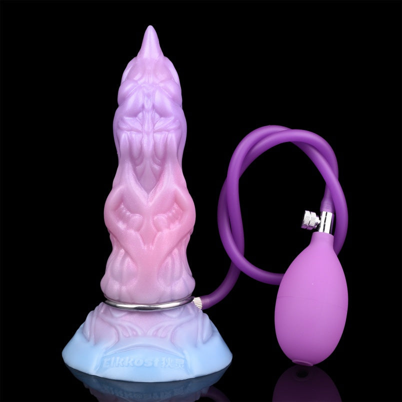 Inflatable Dragon Dildo – Knotted Drake’s Dick Butt Plug | Platinum Silicone | Expandable Girth
